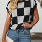 Mandy Checkered Round Neck Cap Sleeve Knit Top