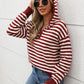 Perfee Striped Long Sleeve Hooded Sweater