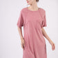 VERY J Washed Mauve Round Neck Mini Tee Dress