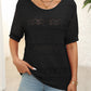 Openwork Round Neck Half Sleeve Knit Top