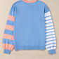 Contrast Striped Round Neck Long Sleeve Sweater