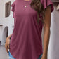 Full Size Ruffled Round Neck Cap Sleeve Blouse