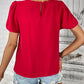 Round Neck Slit Short Sleeve Top