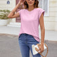 Textured Round Neck Cap Sleeve T-Shirt