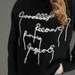 Letter Contrast Round Neck Dropped Shoulder Sweater