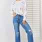 Sequin Baseball Round Neck Dropped Shoulder Sweatshirt