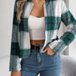 Plaid Open Front Long Sleeve Jacket