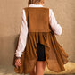 Ruched Open Front Vest Coat
