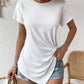 Full Size Asymmetric Hem Round Neck T-Shirt
