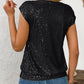 Sequin V-Neck Cap Sleeve Top