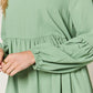 Double Take Full Size V-Neck Balloon Sleeve Tiered Dress