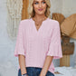 Eyelet Notched Half Sleeve T-Shirt