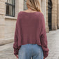 Round Neck Dropped Shoulder Long Sleeve Sweater