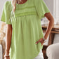 Devine Lace Detail Round Neck Short Sleeve Blouse