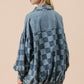 Double Take Checkered Button Up Denim Jacket