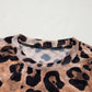 Leopard Round Neck Long Sleeve Blouse