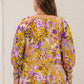 Plus Size Printed Tie Neck Blouse