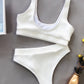 Scoop Neck Wide Strap Two-Piece Swim Set