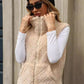Fuzzy Plaid Texture Zip Up Vest Coat