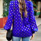 Mock Neck Cutout Lantern Sleeve Blouse