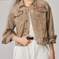 Pocketed Collared Neck Denim Jacket