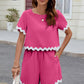 Contrast Trim Round Neck Top and Shorts Set