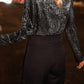 Sequin Surplice Long Sleeve Bodysuit
