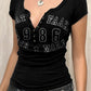 Devine Letter Notched Short Sleeve T-Shirt