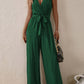 Tied Surplice Sleeveless Wide Leg Jumpsuit
