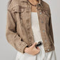 Pocketed Collared Neck Denim Jacket