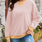 Contrast Round Neck Long Sleeve Sweatshirt
