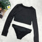 Round Neck Long Sleeve Top and Brief Swim Set