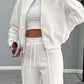 Baseball Collar Zip Up Outerwear and Drawstring Pants Set