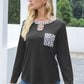 Cutout Leopard Round Neck Long Sleeve T-Shirt