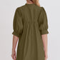 Oh Frill Notched Puff Sleeve Babydoll Mini Dress