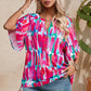 Printed Notched Half Sleeve Blouse