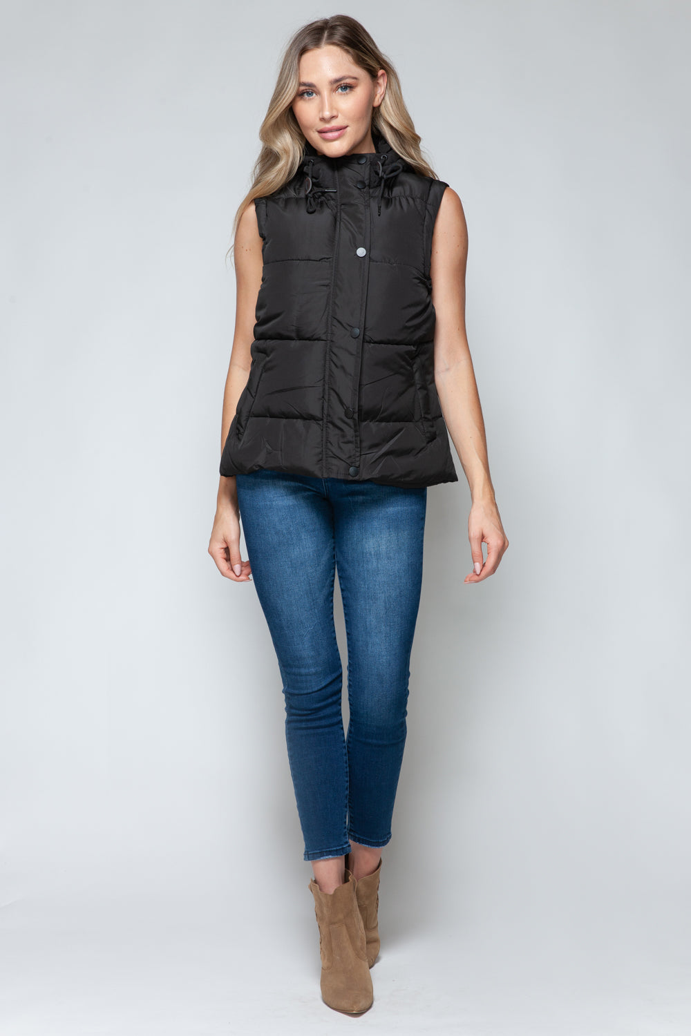 Snobbish Snap and Zip Closure Hooded Vest *