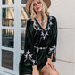V-Neck Slit Sleeve Mini Dress