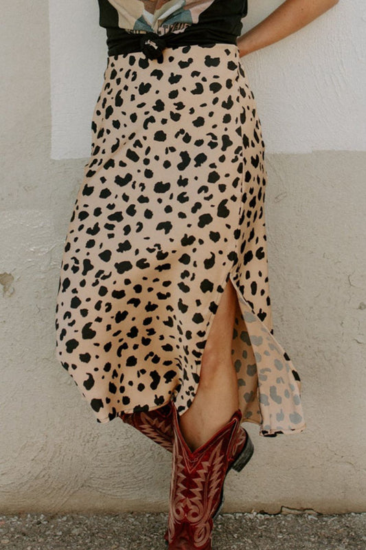 Tia Tan Slit Printed Midi Skirt