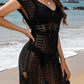 Openwork V-Neck Cap Sleeve Cover-Up
