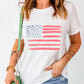Full Size US Flag Round Neck Short Sleeve T-Shirt