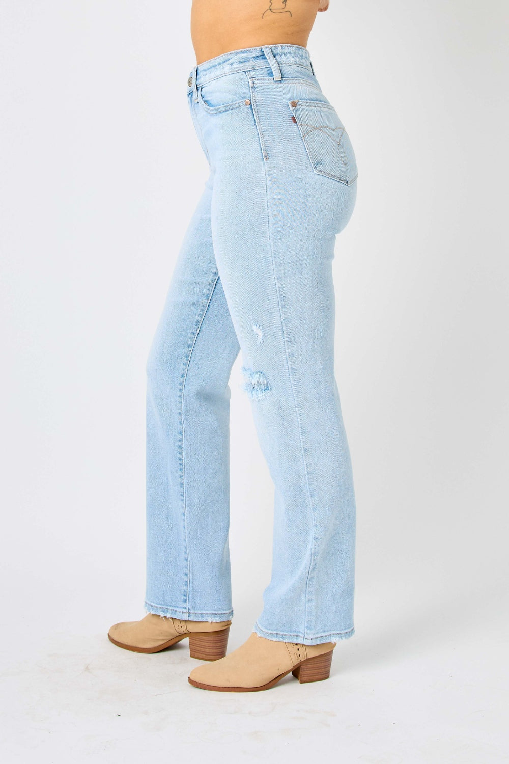 Judy Blue Full Size High Waist Distressed Straight Jeans *