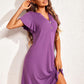 Full Size Notched Short Sleeve Lounge Dress