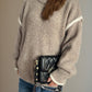 Contrast Trim Round Neck Dropped Shoulder Sweater