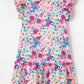 Ruffled Printed Round Neck Cap Sleeve Mini Dress