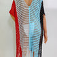 Fringe Color Block Scoop Neck Cover Up