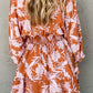 Smocked Printed Long Sleeve Mini Dress