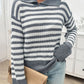 Striped Collared Neck Long Sleeve Sweater