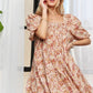 ADORA Floral Square Neck Puff Sleeve Dress