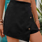 Decorative Button High Waist Skort
